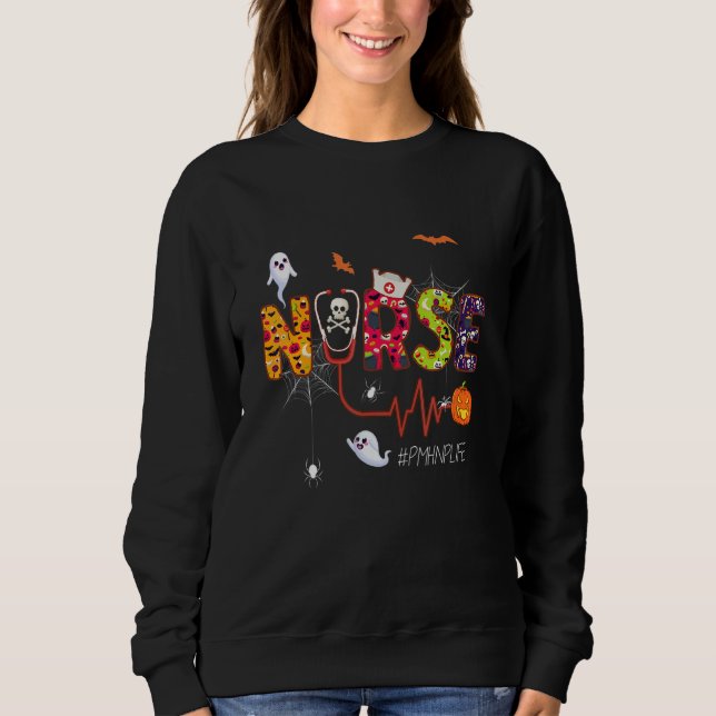 Sweatshirt Infirmière Pmhnp Stethoscope Halloween Araignée Fa (Devant)