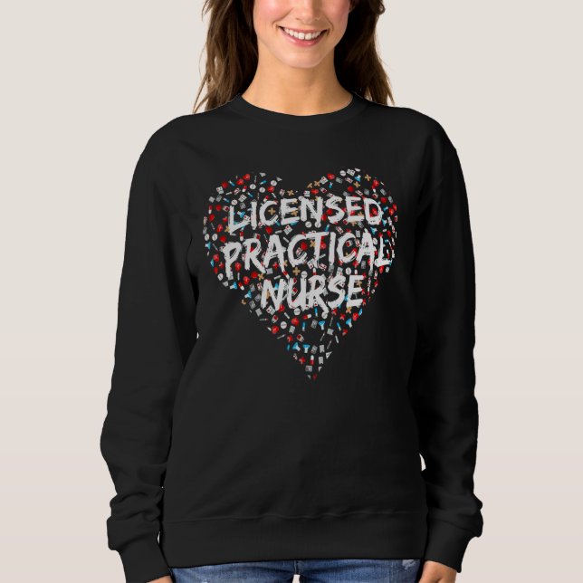 Sweatshirt Infirmière pratique autorisée Conception cardiaque (Devant)