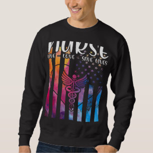 Sweatshirt Infirmière RN Vivre Aimer Sauver Des Vies École D'