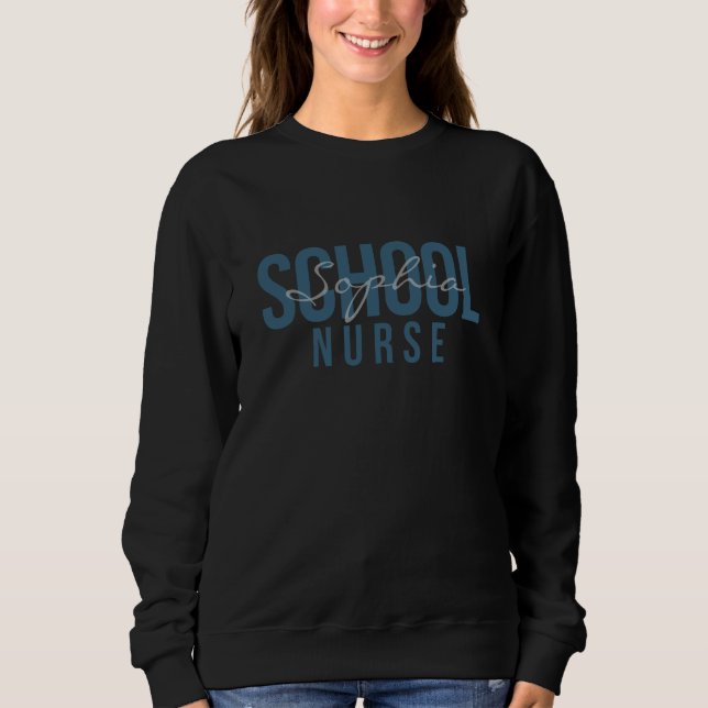 Sweatshirt Infirmière scolaire personnalisée Nom Typographie  (Devant)