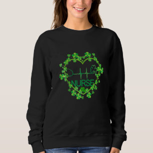 Sweatshirt Infirmière Shamrock de coeur St Patrick Infirmière
