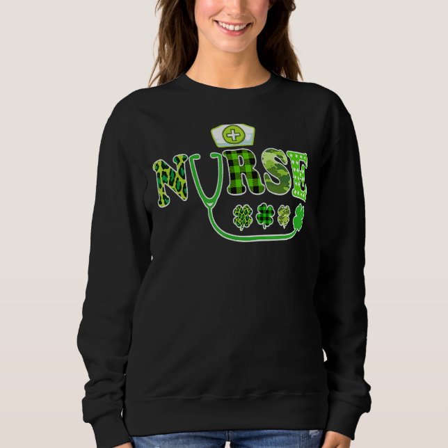 Sweatshirt Infirmière St Patrick S Day Infirmière Cute Travai (Devant)
