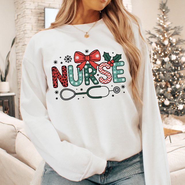 Sweatshirt Infirmière Stéthoscope Noël Mignon (Créateur téléchargé)