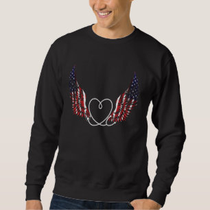 Sweatshirt Infirmière stéthoscope patriotique Ailes du drapea
