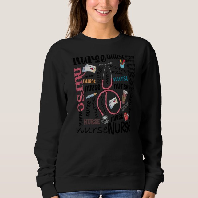 Sweatshirt Infirmière Typographie École Infirmière Jour Infir (Devant)