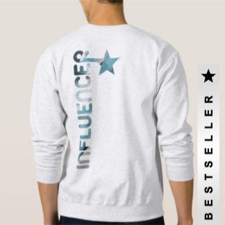 Sweatshirt INFLUENCER Retour Imprimer Tendance Bleu Abstrait