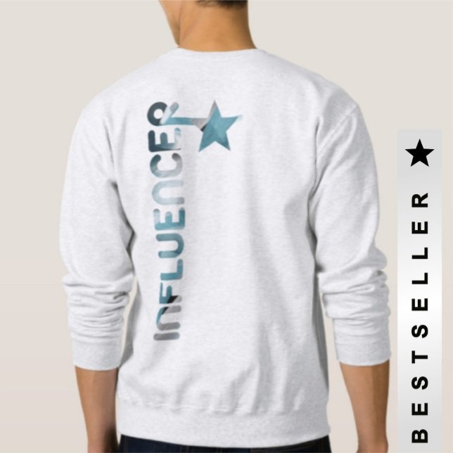 Sweatshirt INFLUENCER Retour Imprimer Tendance Bleu Abstrait (Créateur téléchargé)