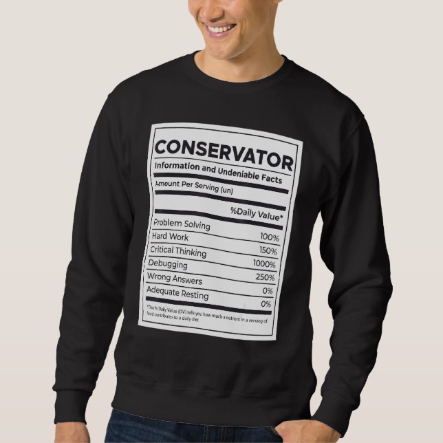 Sweatshirt Information nutritionnelle du conservateur (Devant)