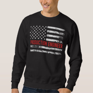 Sweatshirt Ingénieur de production Drapeau USA Profession Rét