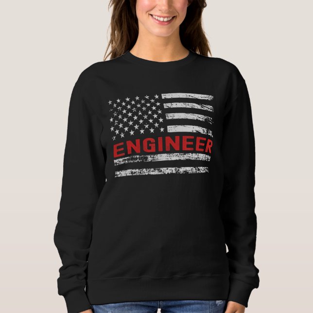 Sweatshirt Ingénieur Drapeau États-Unis Profession Rétro Titr (Devant)