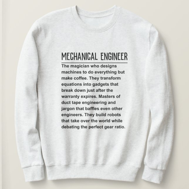 Sweatshirt Ingénieur mécanique (Design devant)