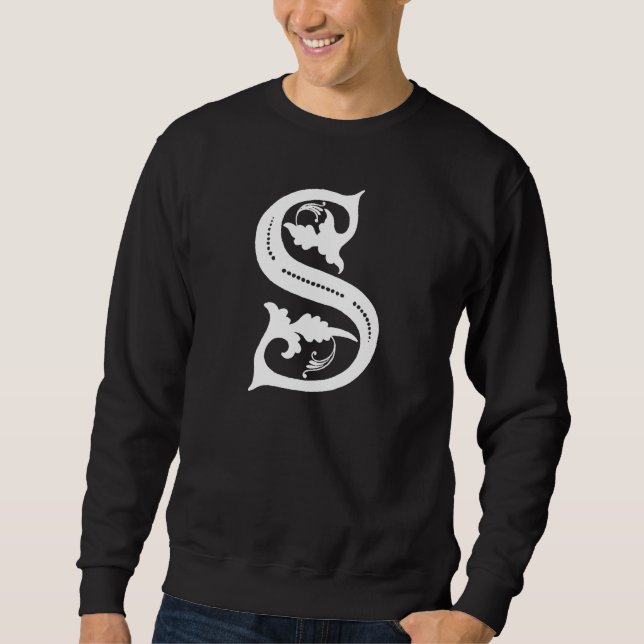 Sweatshirt Initiales blanches de "S" de la lettre S de noir (Devant)