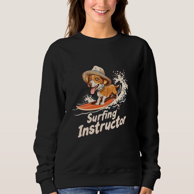 Sweatshirt Instructeur de surf Chien Funny Surfer Plage Desig (Devant)