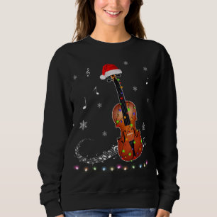 Sweatshirt Instrument de violon Noël Chapeau Noël lumières No