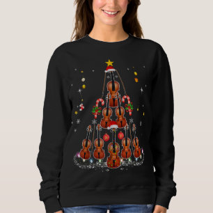 Sweatshirt Instrument de violon Noël Chapeau Noël lumières No