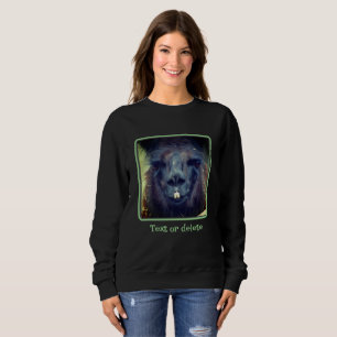 Sweatshirt Intense Llama Noire Visage Gros plan Personnalisé