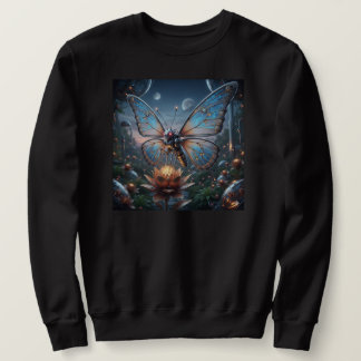 Sweatshirt Intricate Robot Butterfly on Steampunk Lotus