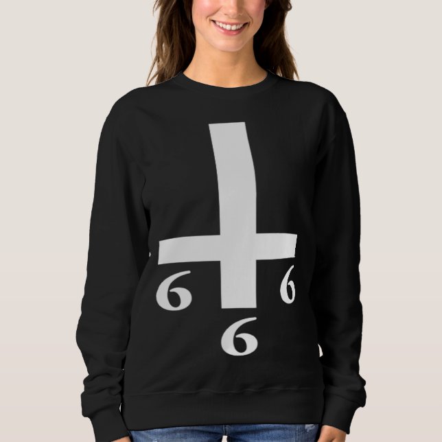 Sweatshirt Inverted Cross 666 Upside Down Satan Antichrist At (Devant)