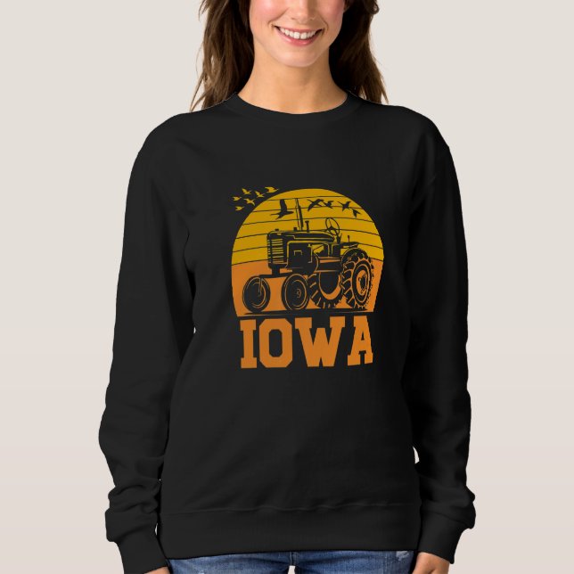 Sweatshirt Iowa Accueil Ferme tracteur d'État autochtone Rétr (Devant)
