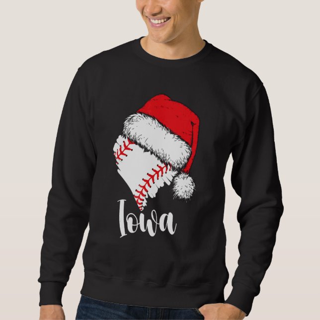 Sweatshirt Iowa Baseball Heart Santa Hat Merry Xmas (Devant)