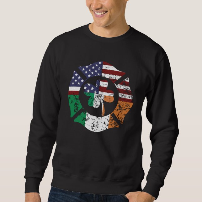 Sweatshirt Irish American Flag Firefighter St Patricks Day Sh (Devant)