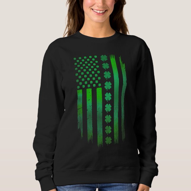 Sweatshirt Irish American flag Shamrock Stripes Cool Ireland  (Devant)