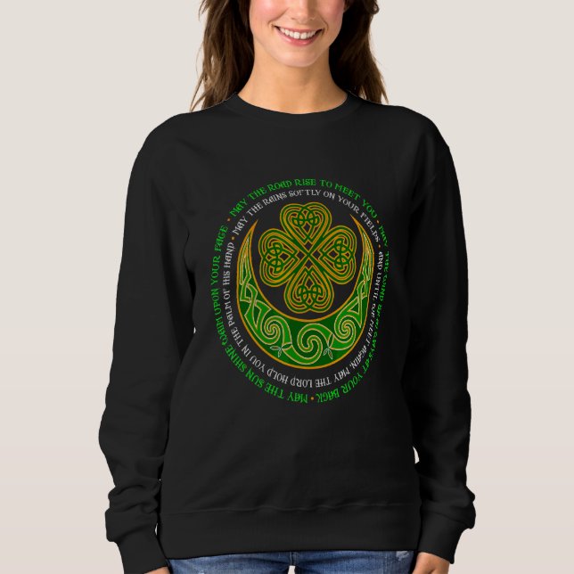 Sweatshirt Irish Blessing Celtic Knot 4 Leaf C St Patrick's D (Devant)