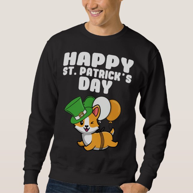 Sweatshirt Irish Dog Green Shamrock   Happy St Patricks Day (Devant)