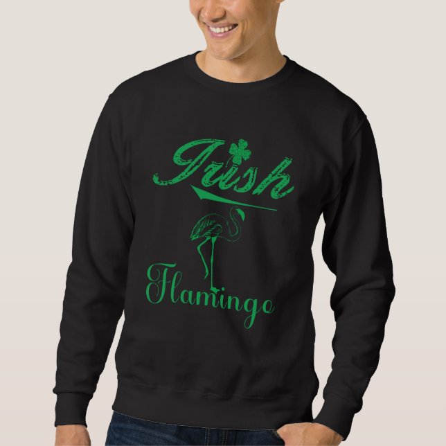 Sweatshirt Irish Flamingo Cute Bird St Pattys Day Shamrock (Devant)