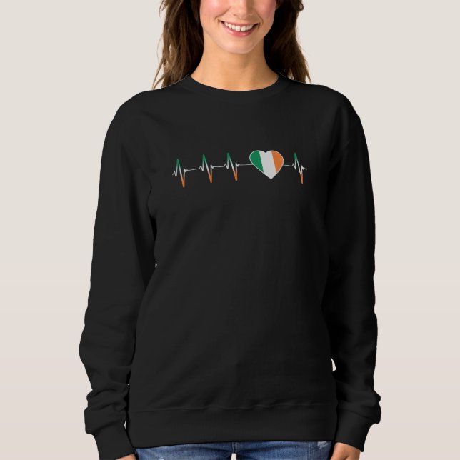 Sweatshirt Irish Heartbeat I Love Irlande Flag Heart Pride (Devant)