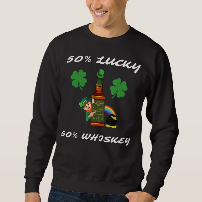Sweatshirt Irish Leprechaun Lucky Charme Whiskey Rainbow Pot  (Devant)