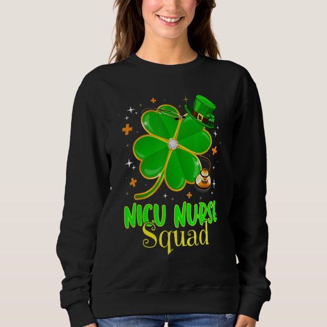 Sweatshirt Irish NICU Nurse Shamrock Squad Stethoscope St Pat (Devant)