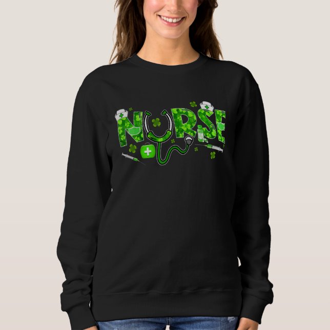 Sweatshirt Irish Nurse Shamrock Stethoscope St Patrick's Day  (Devant)