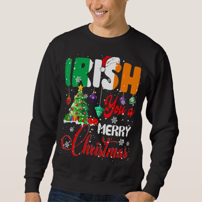 Sweatshirt Irish You A Joyeux Noël Père Noël Drapeau Irlandai (Devant)