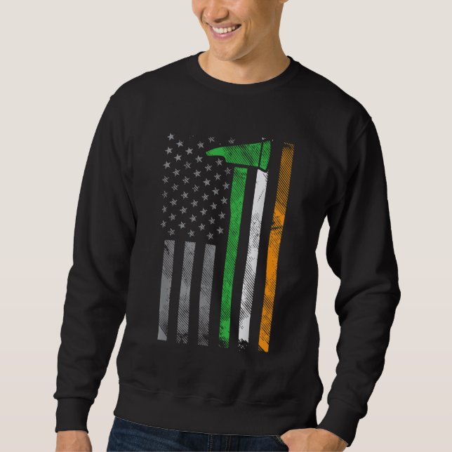 Sweatshirt Irlandais American Flag Firefighter Ax Fire St Pat (Devant)