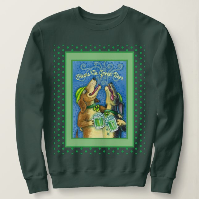 SWEATSHIRT IRLANDAIS HOUND CHIENS, ST. PATRICK'S DAY GREEN BE (Design devant)