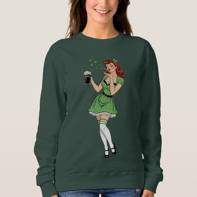 Sweatshirt Irlandaise pin-up amatrice de bière (Devant)