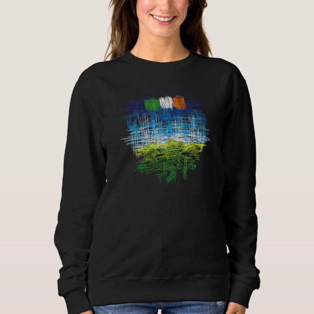 Sweatshirt Irlande - Drapeau Avec Conception De Paysage (Devant)