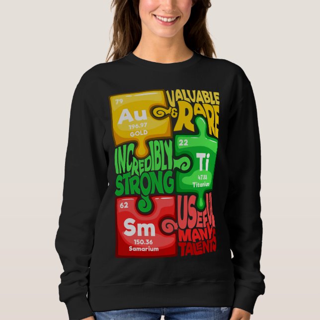 Sweatshirt Ism Puzzle Chimie Temps Tableau Éléments Autisme A (Devant)