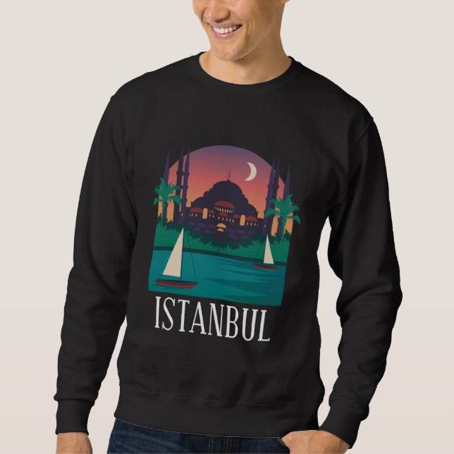Sweatshirt Istanbul Turkey City Skyline Silhouette Outline Sk (Devant)