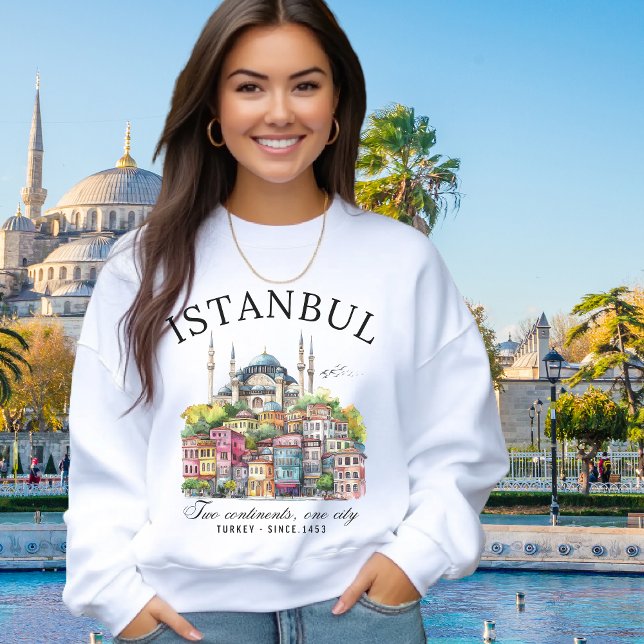 Sweatshirt Istanbul Turkey Watercolor City (Créateur téléchargé)