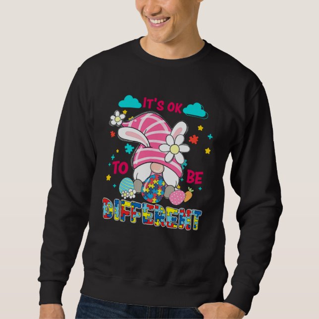 Sweatshirt It s Ok To Be Different Autism Awareness Gnome Vin (Devant)