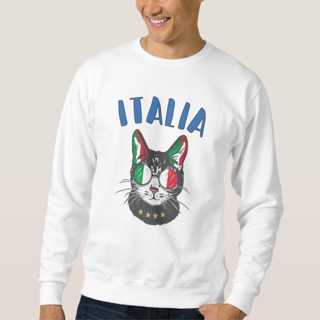 Sweatshirt Italie Soccer Chat Mascotte drapeau italien (Devant)