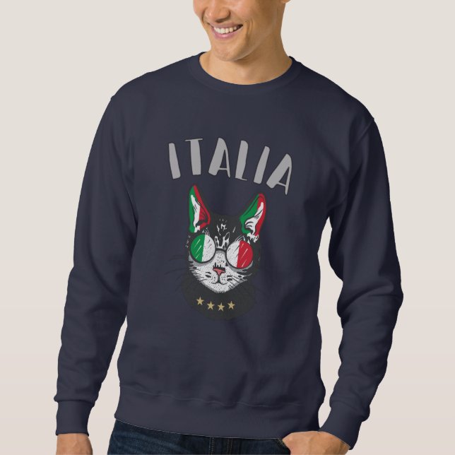Sweatshirt Italie Soccer Chat Mascotte drapeau italien (Devant)