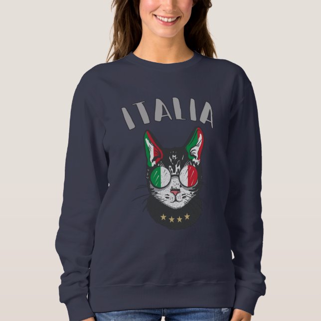 Sweatshirt Italie Soccer Chat Mascotte drapeau italien (Devant)