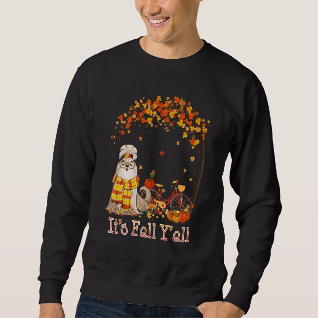 Sweatshirt It's Fall Y'all Shih Tzu Bike Pumpkin Spice Autumn (Devant)