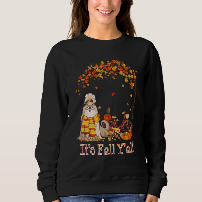 Sweatshirt It's Fall Y'all Shih Tzu Bike Pumpkin Spice Autumn (Devant)