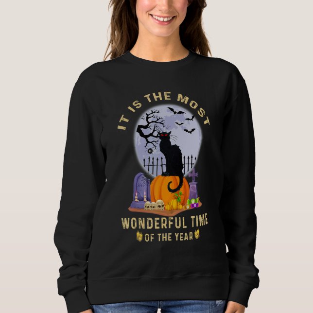 Sweatshirt It's The Most Wonderful Time Of the Year Black Cat (Devant)
