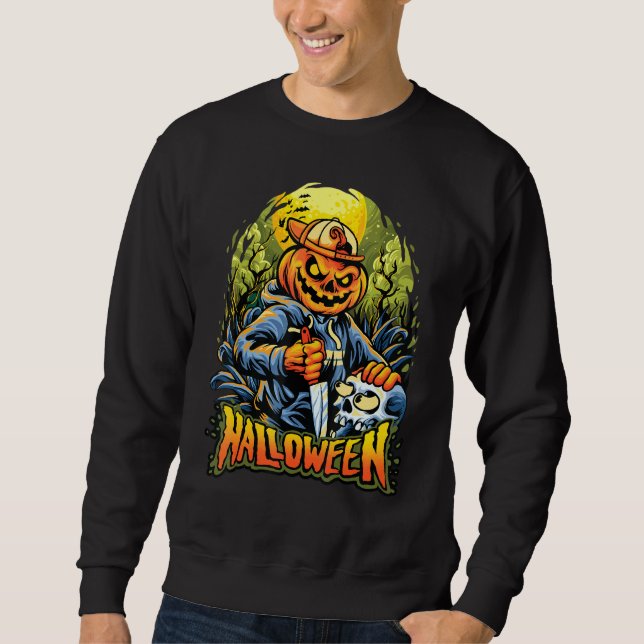 Sweatshirt Jack-o'-lantern Effrayante D'Halloween Caresser Un (Devant)