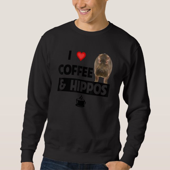 Sweatshirt J'adore le café et les hippopotames Safari faune c (Devant)